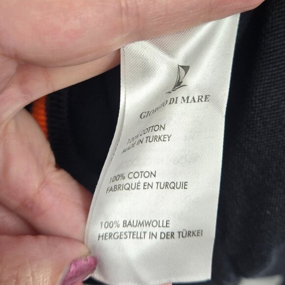 Giorgio Di Mare Yachting LOGO Black Orange Trim V-Neck 100% Cotton Long Sleeve - Picture 12 of 14